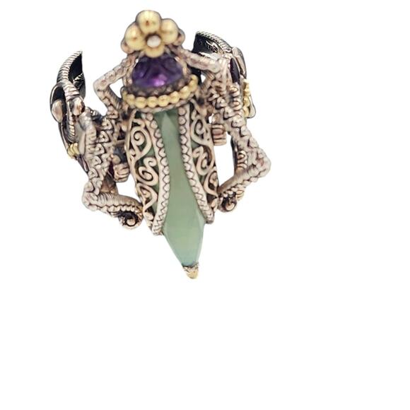 Barbara Bixby Jewelry Grasshopper Sterling Silver 18K Gold Filigree Ring Size 10 - Picture 16 of 16